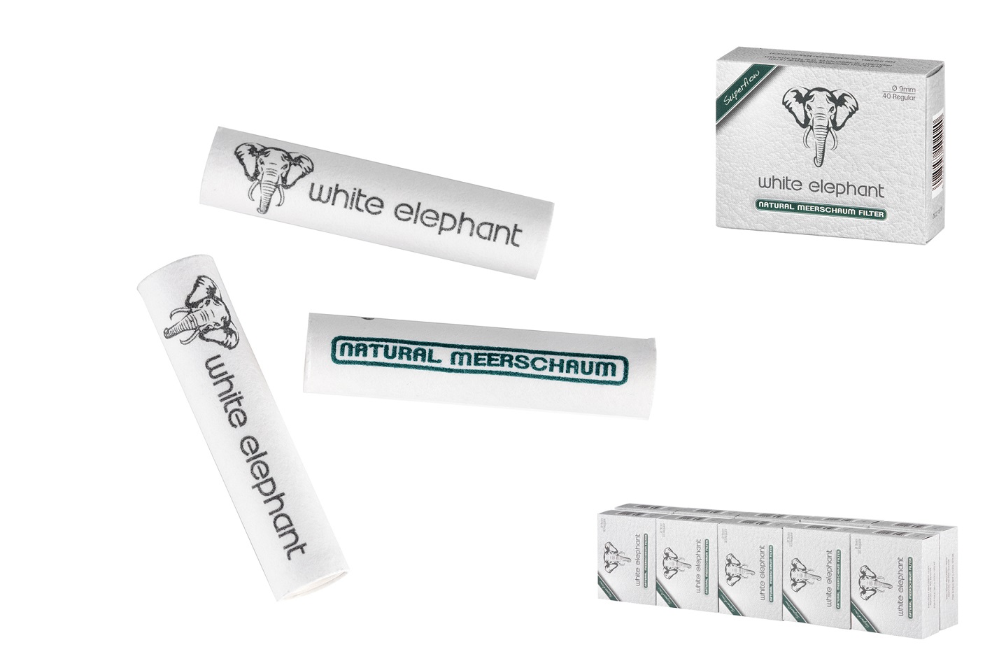White Elephant Filter Meerschaum 9mm - 40 Stk.